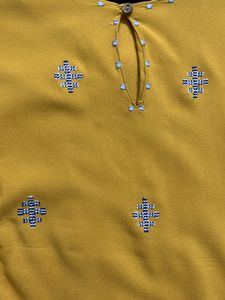 Mustard Yellow Embroidered Kurta (W Brand)
