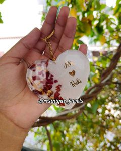 Rose Preserved Couple Name Keychain