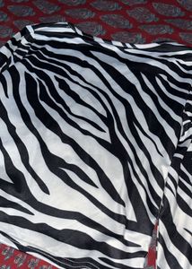 Zebra Print Long Sleeve Crop Top