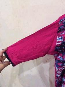 Pink and blue embroidery kurti