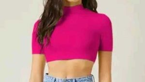 Hot Pink Mock Neck Crop Top