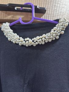 Black Top with Pearl Collar