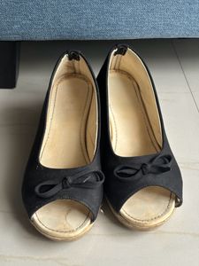 Black Peep Toe Wedges