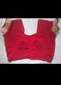 Red Block Buti Saree With Net And Siquence Border