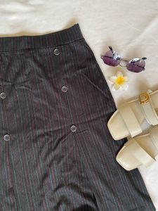 Striped Button Skirt