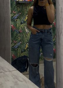 Ripped Wide Leg Jeans