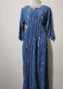 Blue Floral Print Dress