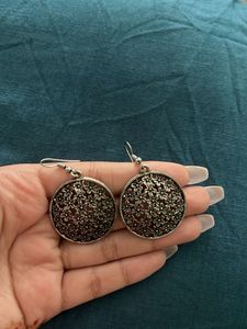 Floral Etched Round Drop Earrings