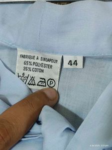 Vintage Blue Bow Blouse (36-38)