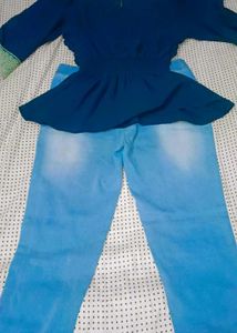 Cute Denim Jean Legging &amp; Top Set