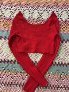 Red Knit Crop Top