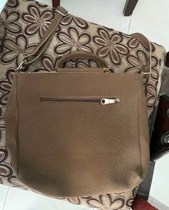 Brown Faux Leather Satchel