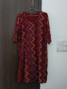 Maroon Zigzag Print Tunic
