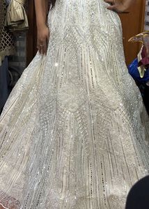 White Lehanga , Pearls and beads work