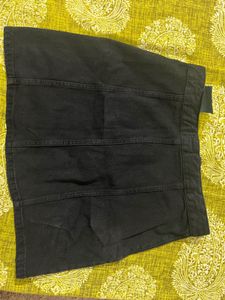 Black Denim Button-Down Skirt