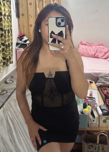 🖤Black Mesh Corset Mini Dress
