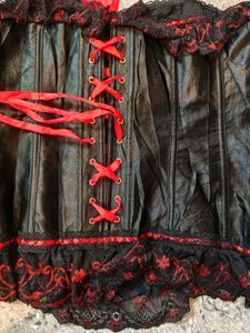 Black and Red Lace Gothic Bow detail Corset
