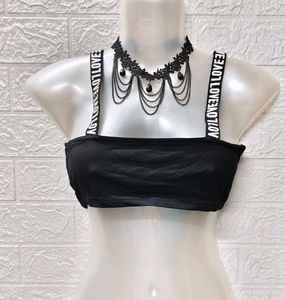 Black 'LOVE' Crop Top For Medium To Large Size