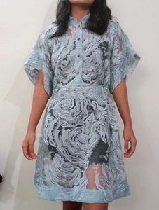 Elegant Blue Lace Dress
