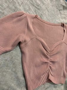 Pink Ribbed Knit Top