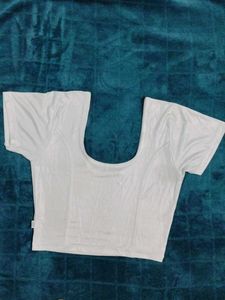 Silver U-Neck Slip On Blouse