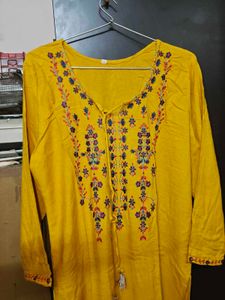 Yellow Embroidered Kurta