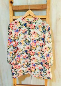 Orange Printed Shrug Size-38