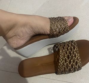 Brown Crochet Heel/wedge