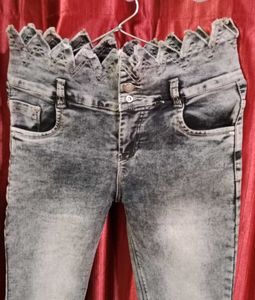 High-Waisted Grey Skinny Jeans