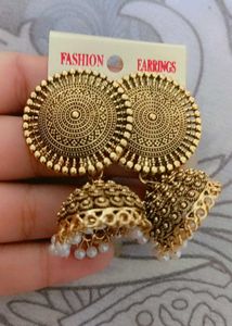Gold Jhumka Earrings