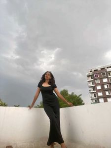 Black Solid Maxi Dress