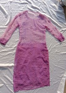 Tie Dry Lavender Chikankari Mirror Work Kurti💜