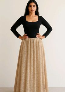 Elegant Beige Patterned Skirt