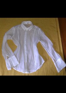 White sheer button-down shirt