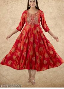 Elegant Red Printed Kurta