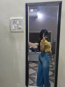 Blue Washed Flared Jeans