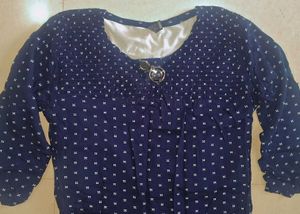 Blue Printed 3/4 Sleeve Top