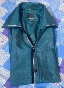 Party Wear Men&#39;s Shirt Shimmer Greenish