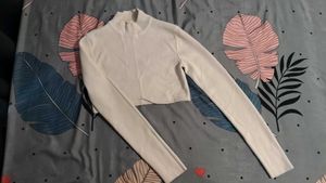 White Long Sleeve Crop Top