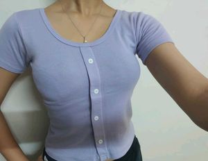Lilac Bodycon Round Neck Top