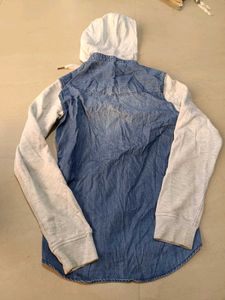 Denim Hoodie Shirt, S Size