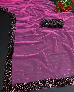 Pink Sequin Saree