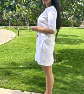 White Dress with Delicate Rose Applique