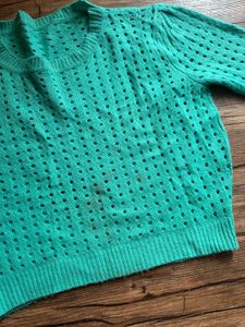 Teal Crop Knit Sweater