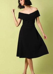 Campus Sutra Offshoulder Fit And Flare Dress