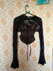 Newme Black Lace Corset Top