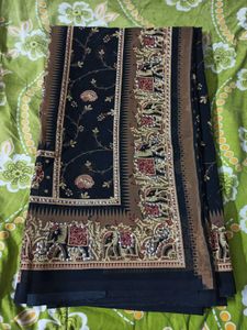 Elegant Black Sequin Work Saree (Georgette)