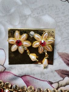Red &amp; Gold Floral Choker Necklace Set