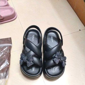 Black Platform Sandals with Bows
