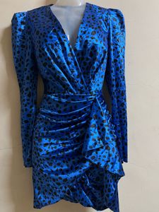 Blue Animal Print Mini Dress